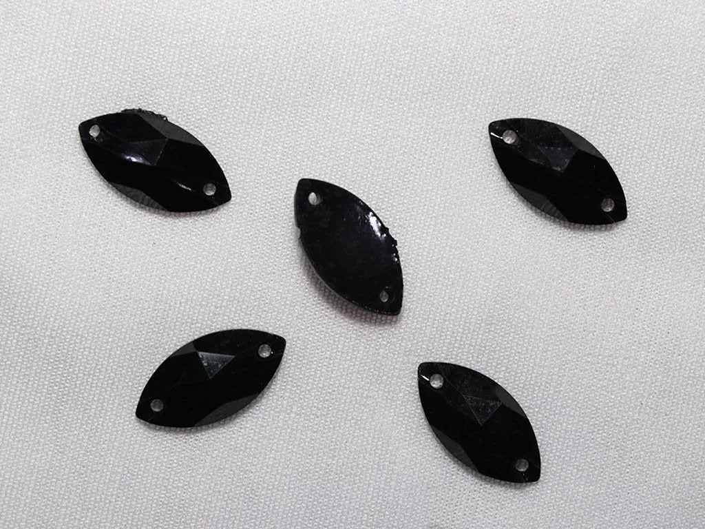 Black Eye Plastic Stones - 9x18 mm