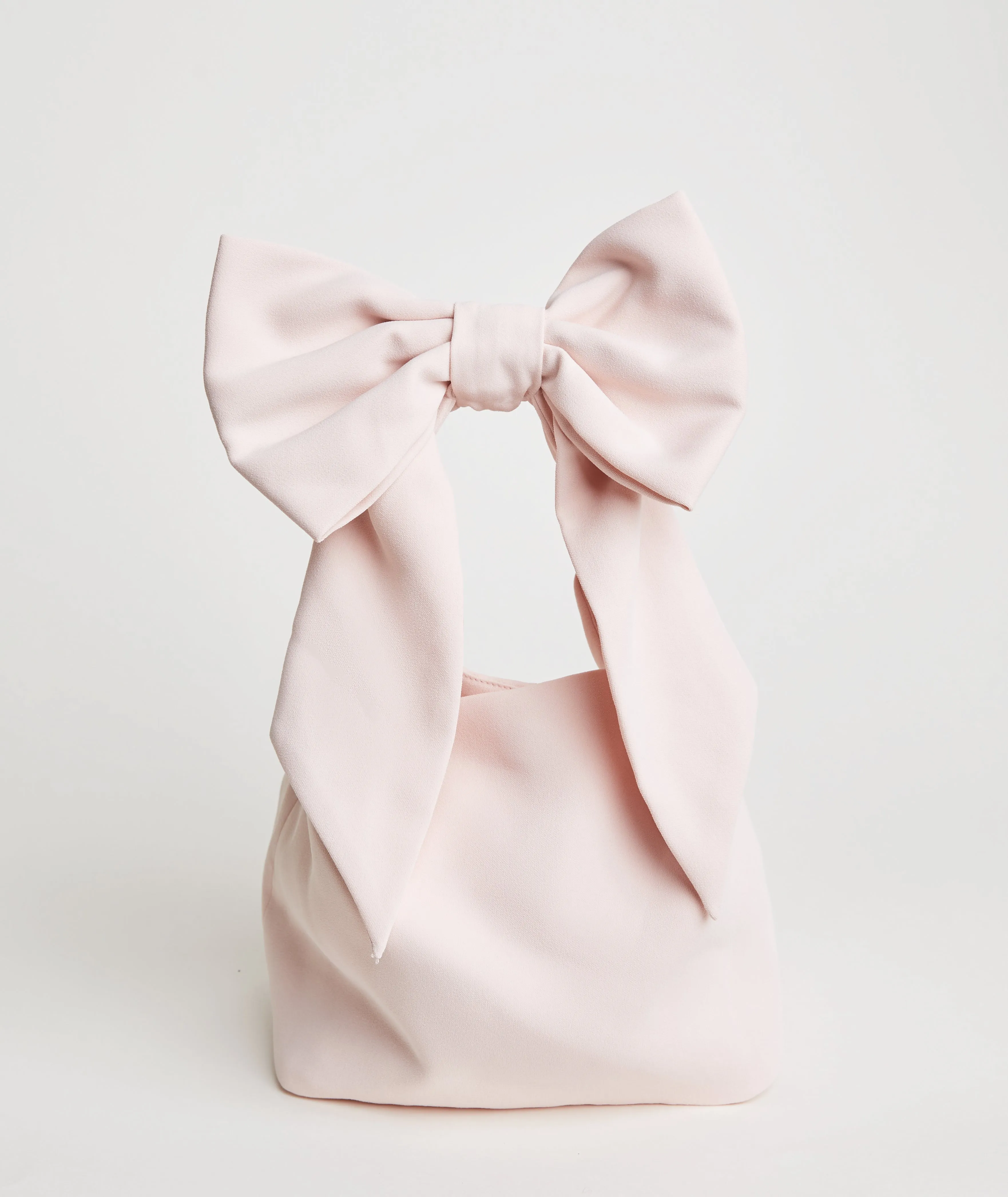Bow Detail Crepe Pouch Bag