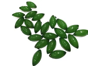Dark Green Eye Opaque Opal Plastic Rubber Stones (15x7 mm)
