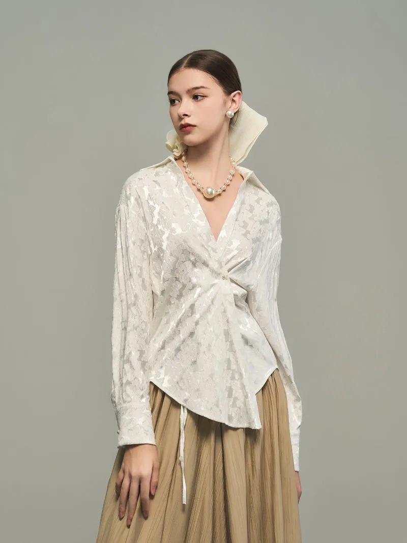 Embroidery Flower Metallic Elegant Shirt