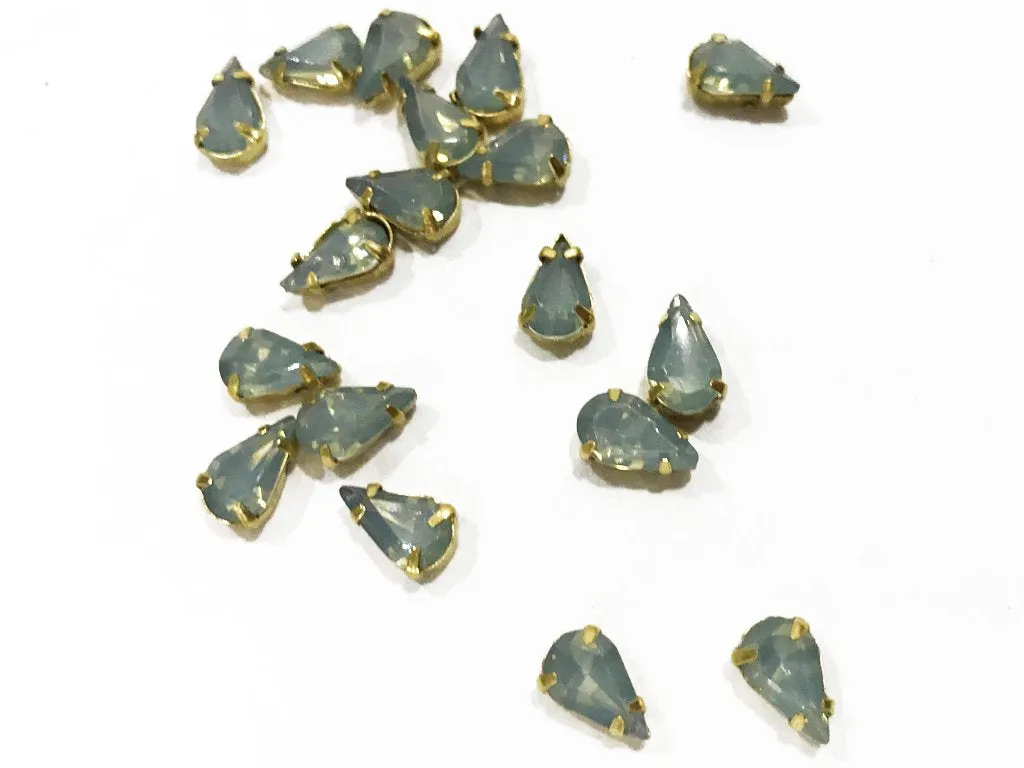 Gray Opal Drop Resin Stones with Catcher (10x6 mm)