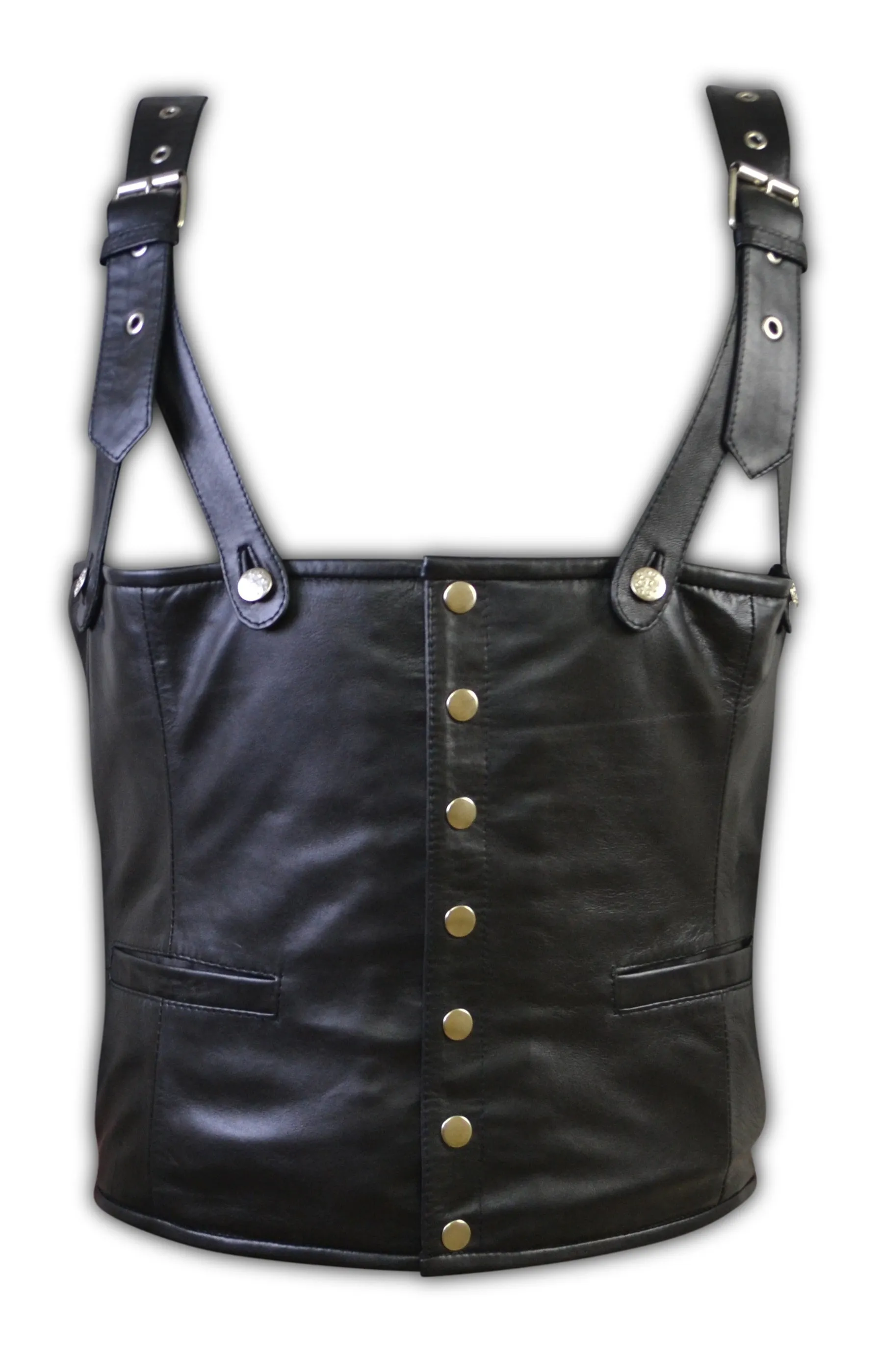 Mens Rapper Style Strap Lambskin Leather Vest