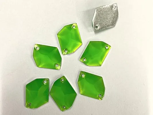 Neon Green Uneven 2 Hole Plastic Stone- 20x12 mm