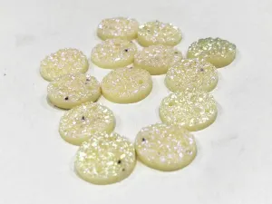 White Circular Shiny Sugary Plastic Stones (14 mm)